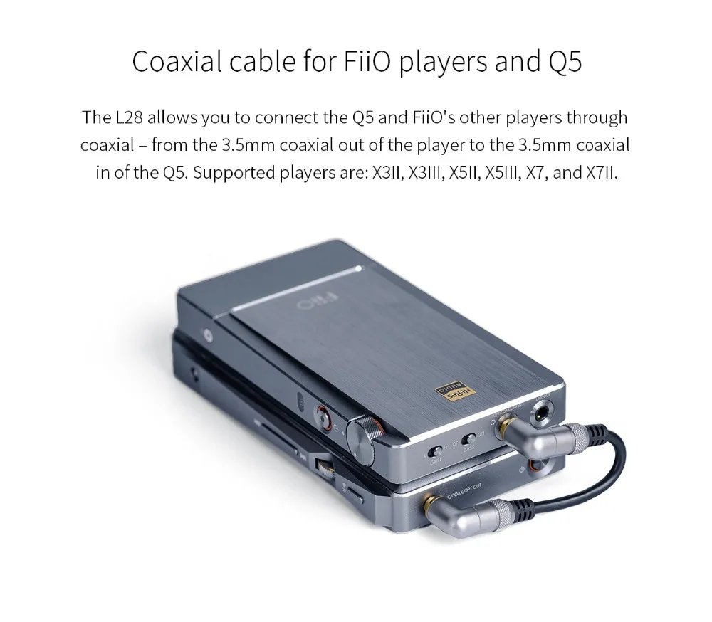 FIIO L28 декодированный кабель для fiio Q5 усилитель и FIIO плеер специальная Коаксиальная линия передачи данных подходит для X3 II MARK III X5 III X5S X7