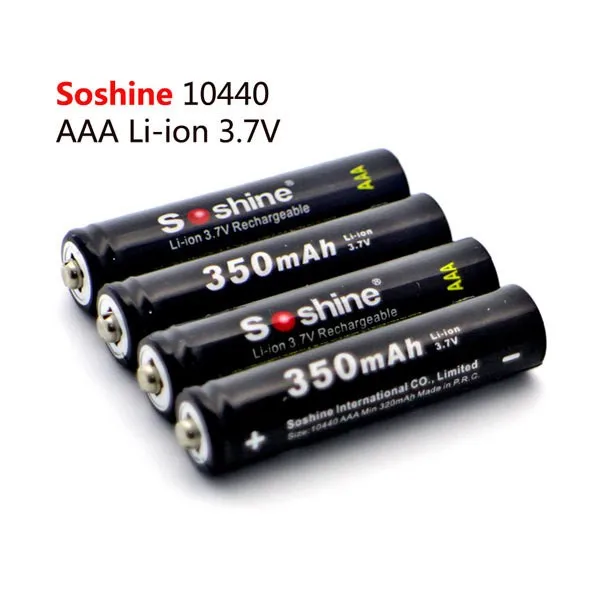 4 шт./лот Soshine 350 mAh 3,7 V 10440 литий-ионная аккумуляторная батарея AAA батареи с коробкой батареи