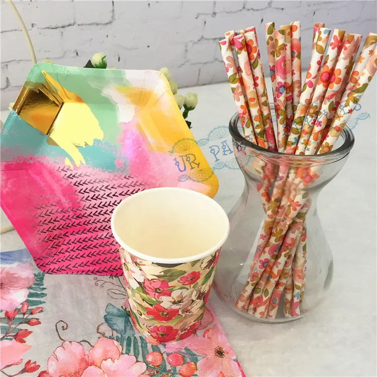 72 sets tropical flower paper plates bright floral party cups flower paper plates and napkins