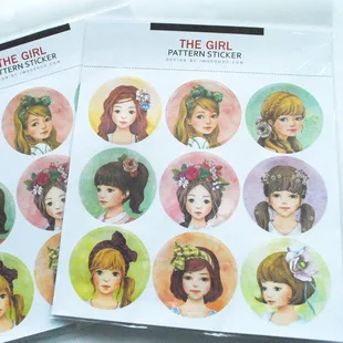 

10 Sheets(90pcs)/lot Sweet Girl PVC Round Stickers Waterproof Decorative DIY Sticker Album Diary Scrapbooking Baking Decor
