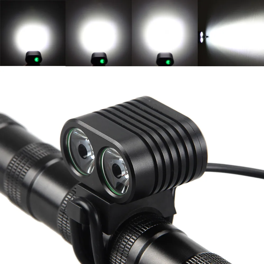 Sale 5000 LM 2x T6 LED Front Bicycle Light 2 in 1 Bike Headlamp Cycling Torch with 4x18650 Rechargeable Battery Pack Bike Accessories 11 Sale 5000 LM 2x T6 LED Front Bicycle Light 2 in 1 Bike Headlamp Cycling Torch with 4x18650 Rechargeable Battery Pack Bike Accessories 11