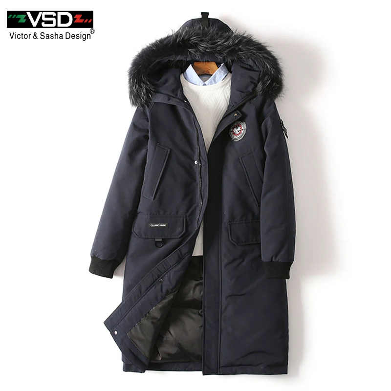

VSD Winter Duck Down Jacket Longer Real Fur Coat's Men's Fashion Canada Style High Quality Clothing Casual Jackets Parkas VS1877