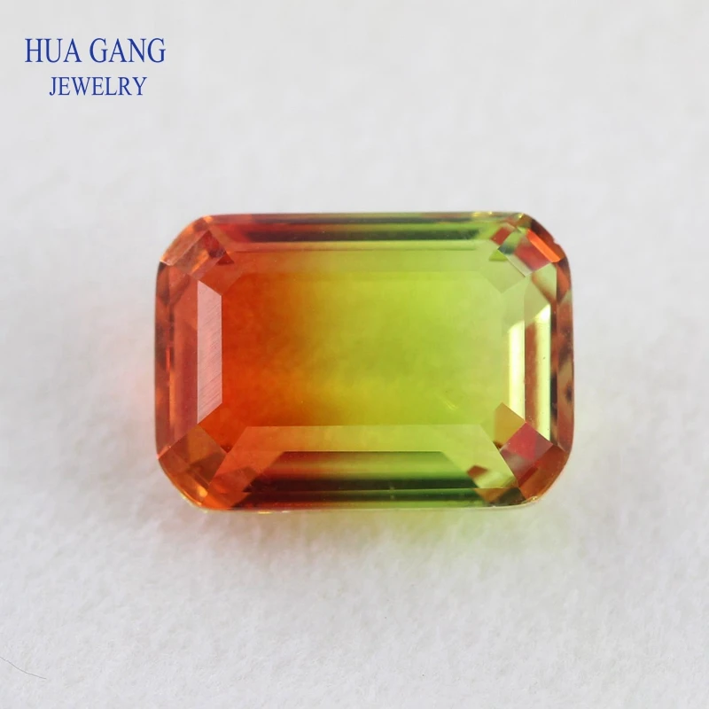 보석 제작용 팔각형 수박 토르말린 스톤, 합성 유리 루즈 비즈, 크기 4x6mm-13x18mm