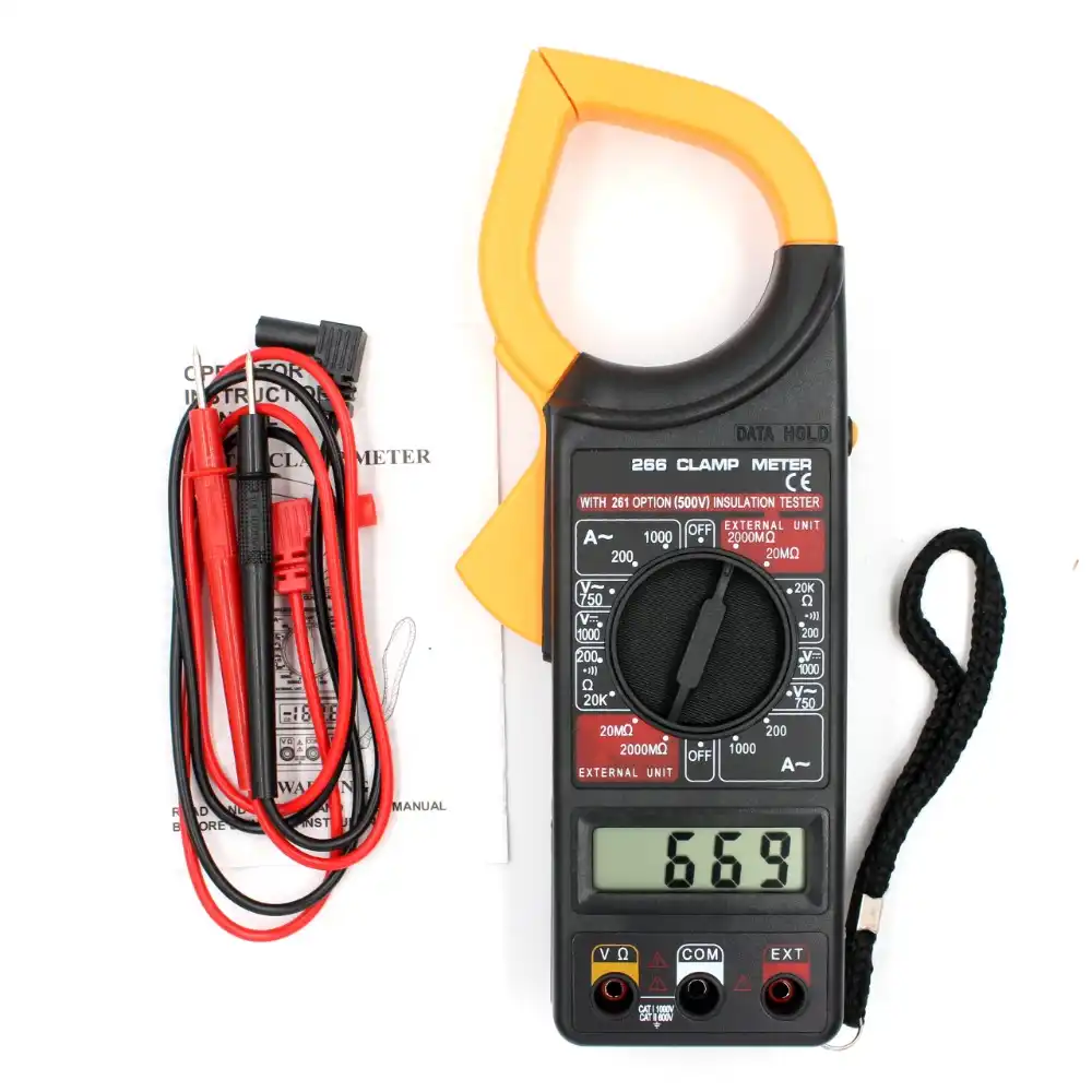 MLH-MLH DT266 Digital Current Clamp Meter Buzzer Data Hold Non-Contact Multimeter Voltmeter Ohmmeter Ammeter Ohmmeter Volt AC DC Meter Digital Clamp