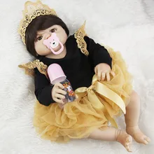 Newest Style White Skin Reborn Baby Dolls 23 Inch Handmade Newborn Girls Full Silicone Vinyl Doll Toy With Brown Eyes For Sale