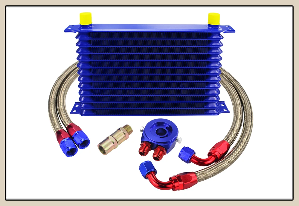 LZONE-Универсальный 13 строк Trust ТИП Масляный радиатор+ AN10 Масляный фильтр Сэндвич адаптер+ нейлон нержавеющая сталь плетеный шланг линия