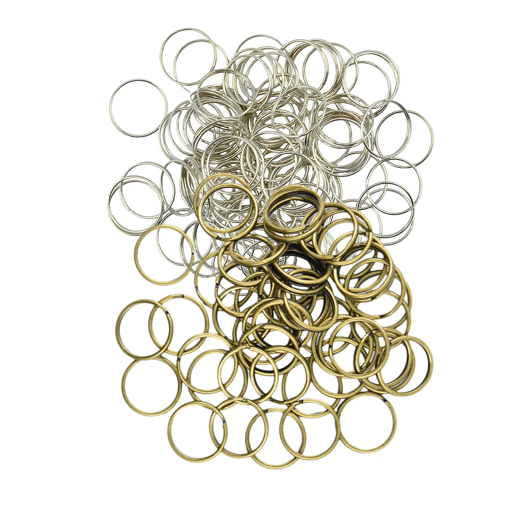 150pcs Split Key Rings 18mm White K & Bronze Plated Steel Split Ring for Car Home Keys Organization Arts & Crafts DIY Jewelry