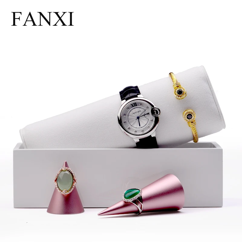 FANXI New Solid Wood Watch Display Stand Bracelet Bangle Holder with Microfiber insert Jewelry Organizer Showcase FANXI New Solid Wood Watch Display Stand Bracelet Bangle Holder with Microfiber insert Jewelry Organizer Showcase