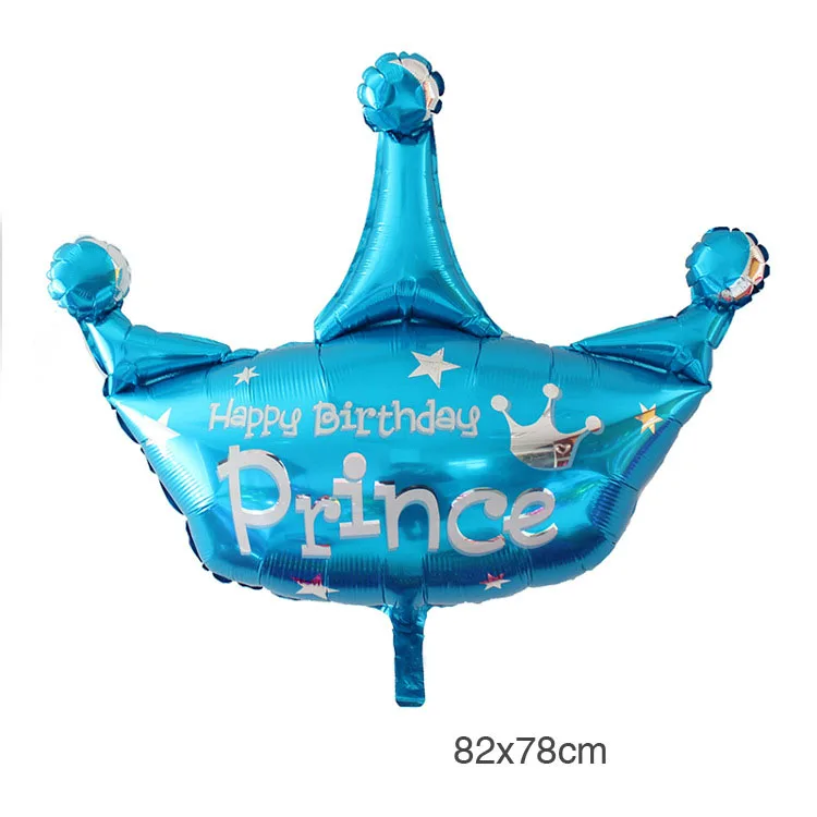 2pcs/lot large pink blue  crown helium balloon princess crown foil balloons for happy birthday wedding happy party decoration