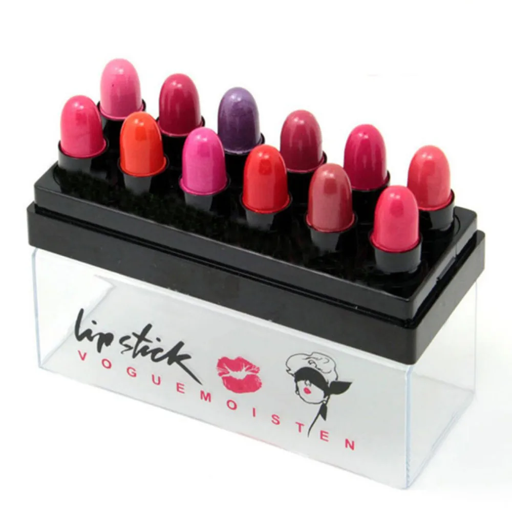 

12 pcs Waterproof Long-lasting Moisture Lipstick Small Sample 12 Branches Not Decolorizing Jelly Discoloration Lipstick Makeup