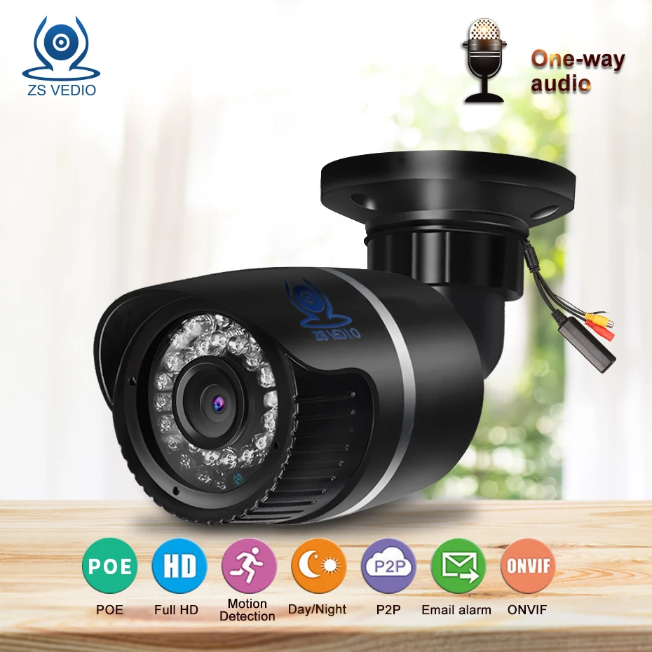

ZSVEDIO Surveillance Cameras POE IR Night Vision IP Camera Outdoor Alarm System CCTV Camera Waterproof NVR CCTV Monitor Webcam