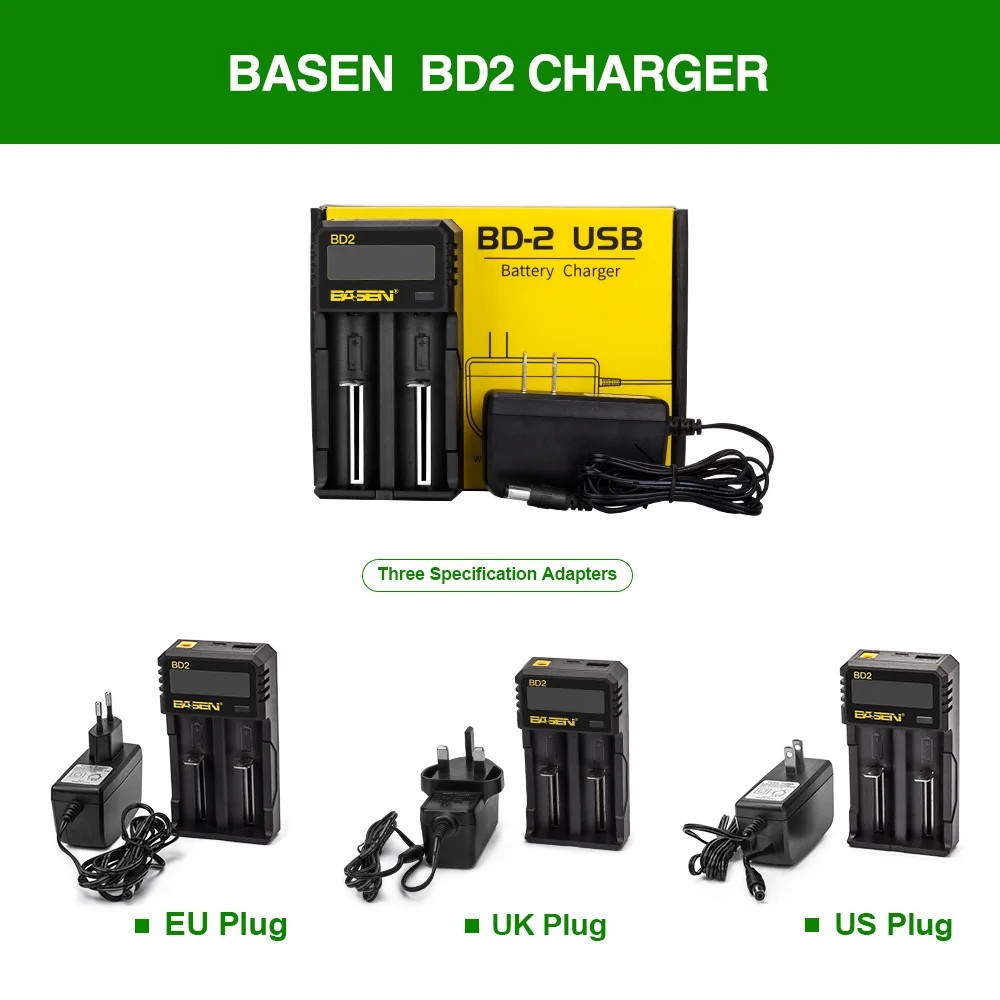 BD2 LED Intelligent Lithium Battery USB charger Basencharger Li-ion 18650 14500 16340 26650 EU US UK standard smart charger 06