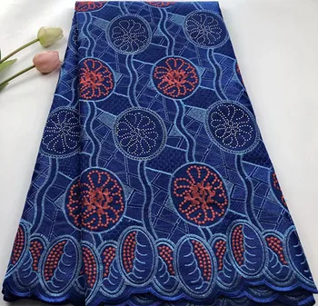 

Hot sale 5yards embroidered swiss voile lace in switzerland with stone african lace fabric high quality cotton lace fabric HS802