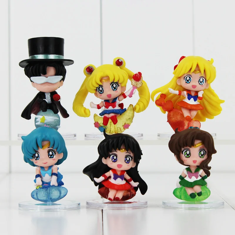 6Pcs/Set Anime Cartoon Moon PVC Figures Toys Collectible Model Dolls 5~6cm action figure,cartoon toys