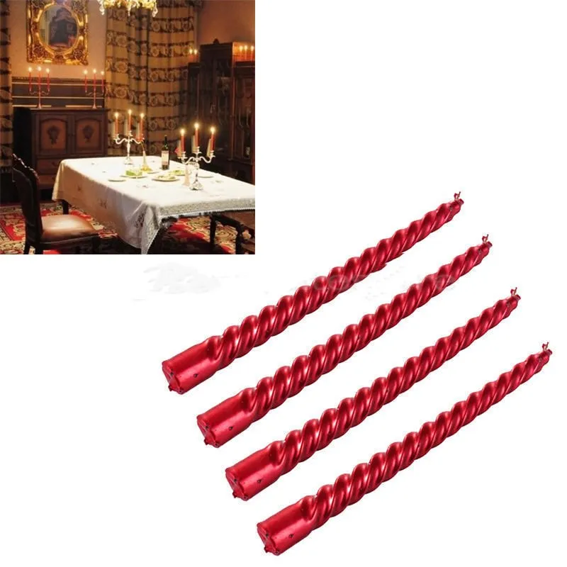 Candle 4pcs Taper Twisted Smokeless Dinner Dining Table Wedding Candles Wax Standard Wick-Burning Durable Eco-friendly Creative