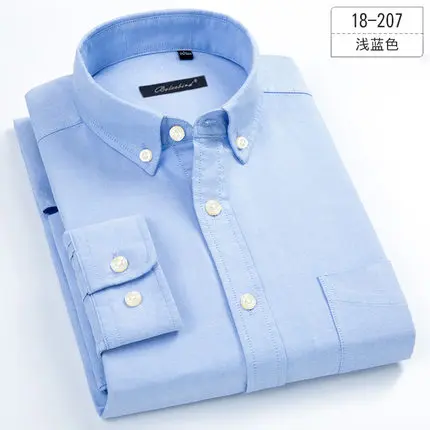 Plus Size 5XL 6XL 7XL 8XL Oxford Pure Color Casual Long Sleeve Men Shirt Soft Business Social Dress Shirt Blue White Grey 
