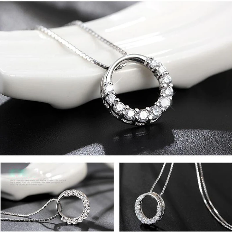 round cubic zirconia necklace silver jewelry (9)