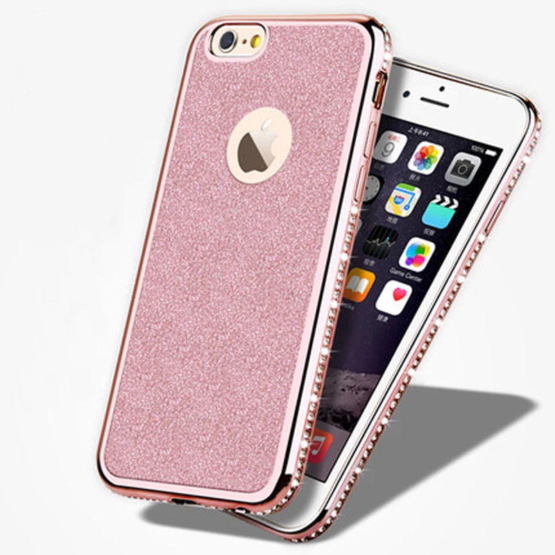 

Case For iPhone 8 7 6 Luxury Diamond Plating Frame Soft Silicon Phone Case For iPhone 7 Plus 6s Back Cover Transparent Coque