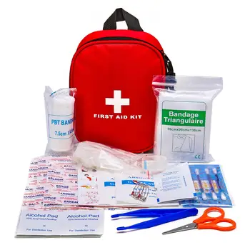 46Pcs Mini SOS Emergency Survival Kit First Aid Bag Medical Kits Treatment Pack Outdoor Wilderness Survival Red wilderness first aid equipment case