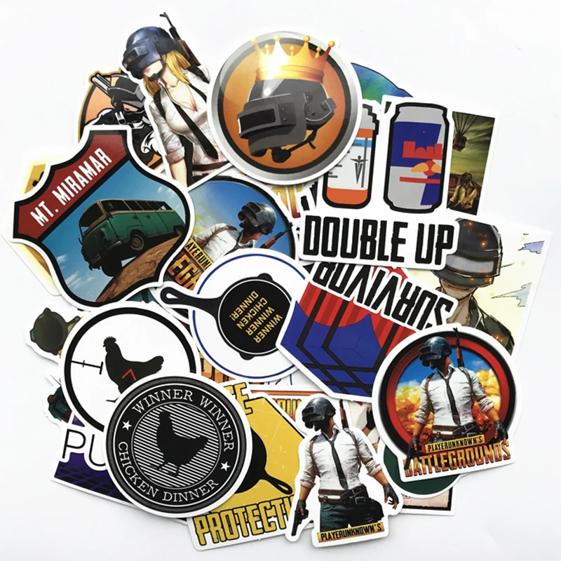 AQK 29Pcs Game PlayerUnknown s PUBG Stickers Vinyl Battlegrounds Decals For Skateboard Luggage Laptop Notebook Guitar