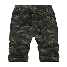 Летние дышащие хлопковые шорты, Мужская брендовая одежда, повседневные камуфляжные шорты, мужские шорты на молнии с завязками, мужские шорты до колен
