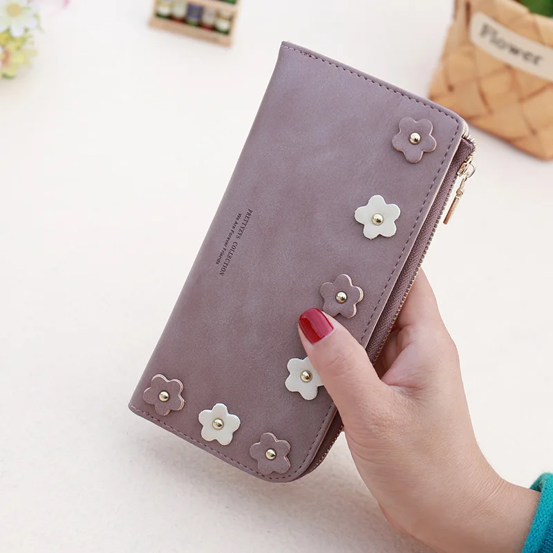 

New Cute Flowers Women Wallets High Capacity Wallet Girls Phone Pocket Card Holder Carteras Coin Purse Colorful Clutch Female
