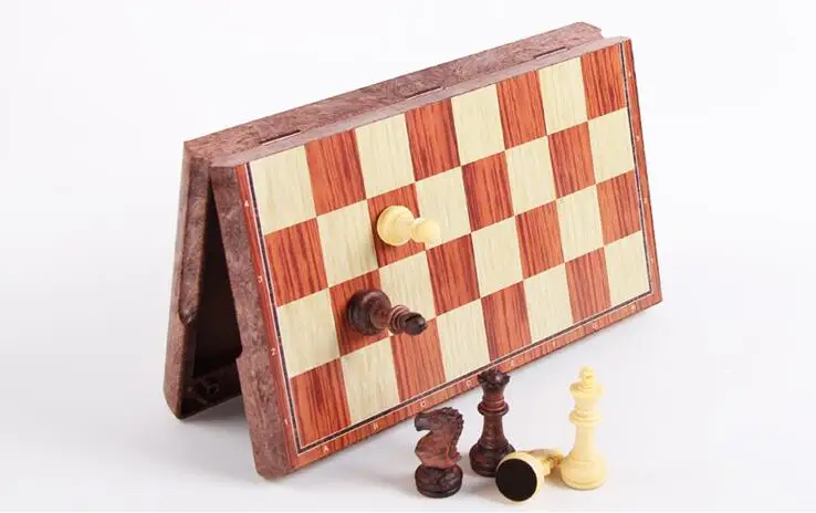 Classical International Chess Checkers Folding Magnetic Wood WPC Grain Board