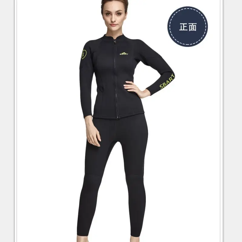 

Women Plus Size Diving Wetsuit Keep Warm 2mm Neoprene Two Pieces Full Suit Blind Stitching Jumpsuit Surfing Suit Wet Suits Blue