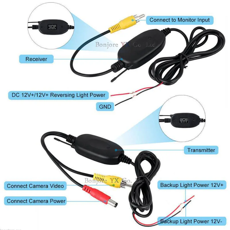 Wireless 5 Inch Car Monitor Digital Display Video Input AV1/2 CCD Car License Plate Frame Cam Rear view Camera Reverse 4 Lights