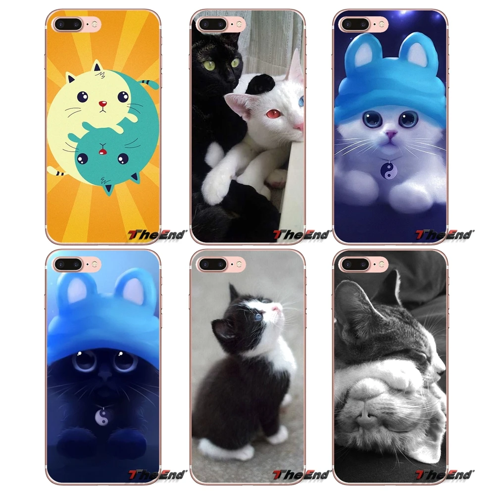 

For iPhone X 4 4S 5 5S 5C SE 6 6S 7 8 Plus Samsung Galaxy J1 J3 J5 J7 A3 A5 2016 2017 Best Yin And yang the cat Clear TPU Case