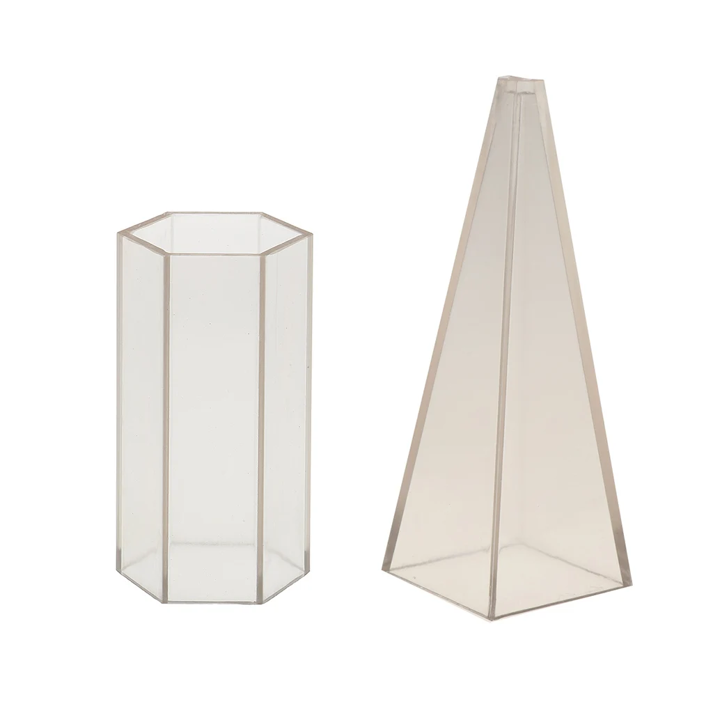 2 Pieces  Clear Hexagon & Pyramid Shaped Candle Mould Soap Mold For Candle Making Models
