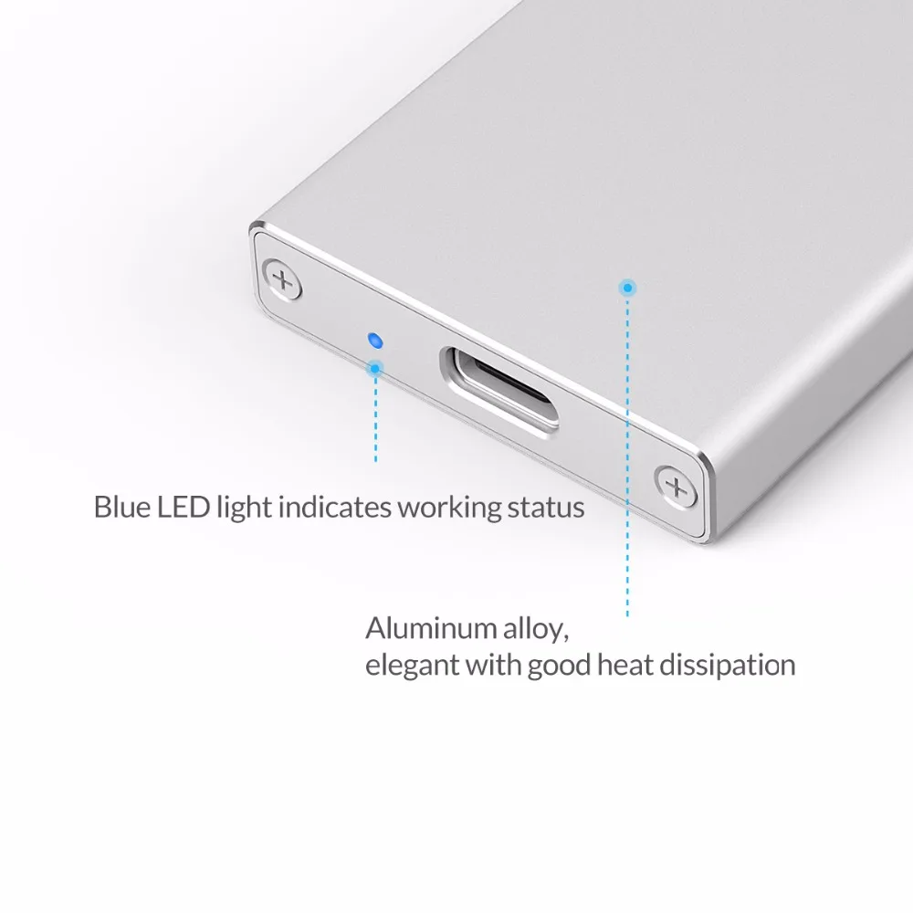 ORICO Aluminum mSATA to USB 3.0 SSD Enclosure Adapter Case, Built-in ASM1153E Controller - Silver (MSA-UC3)