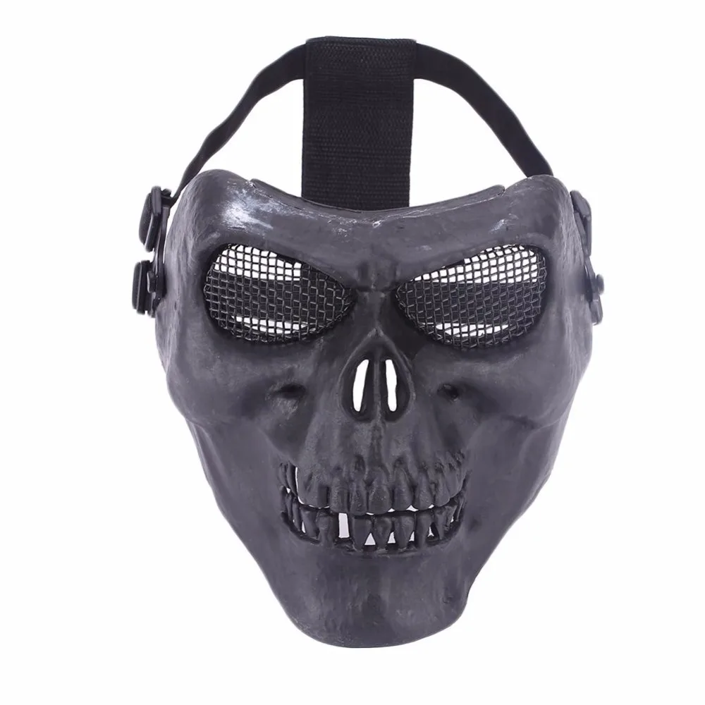 WoSporT тактический Пейнтбол Полный Уход за кожей лица череп маска с металлической сеткой для защиты глаз Косплэй Хэллоуин маска Открытый