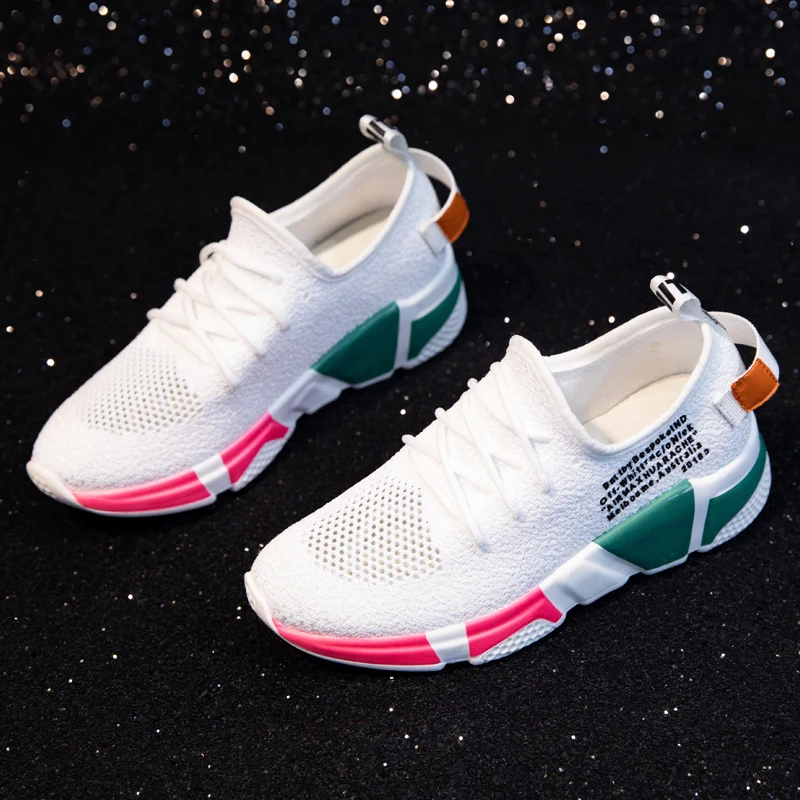 

Women's shoes 2019 fashion new sports shoes white black comfortable breathable summer casual shoes female shoes heel 5cm