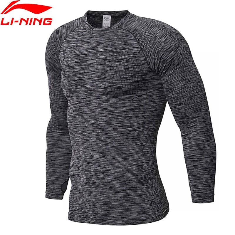 

Li-Ning Men Long Sleeve Tight Running T-Shirt Mono Yarn Comfort Breathable Fitness Tops Li Ning Training Sports Tee AUDN007