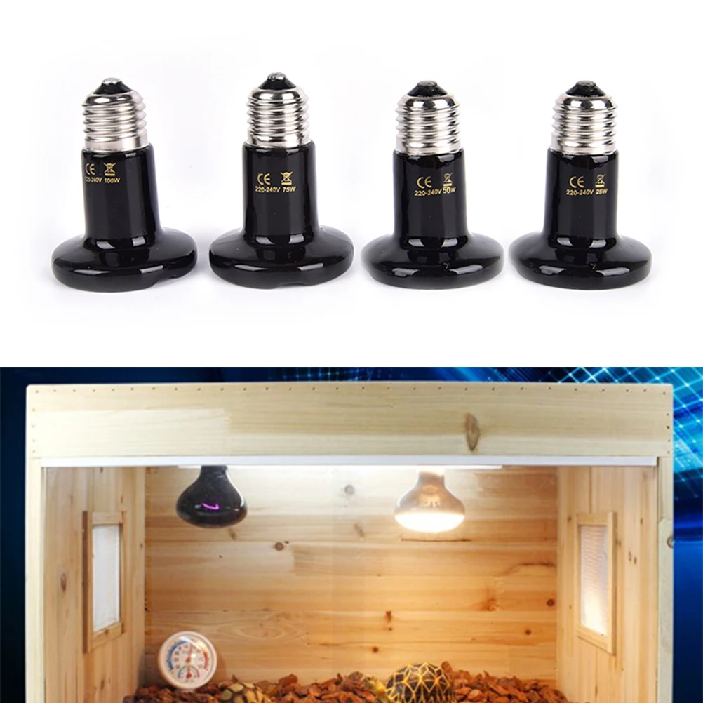 

25W / 50W / 75W / 100W black infrared ceramic launcher heat lamp bulbs for reptiles High Quality