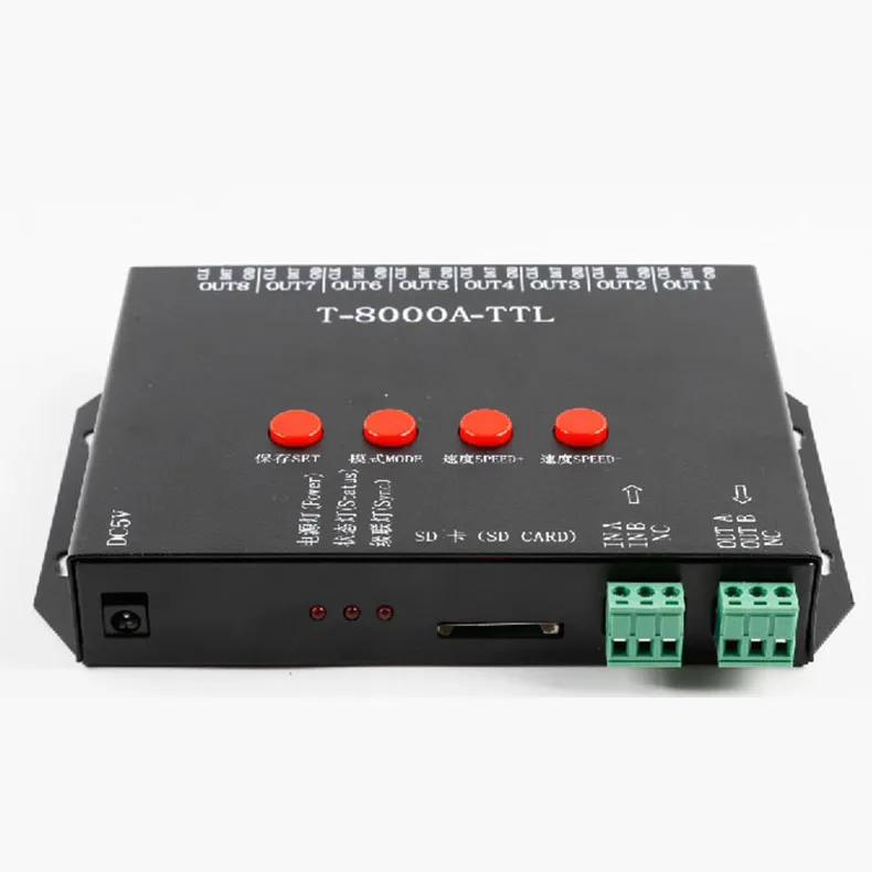 DC5V 24V T8000A светодиодный RGB контроллер 8192 пиксельный для WS2812B TM1804 LPD6803 UCS1903 любой IC