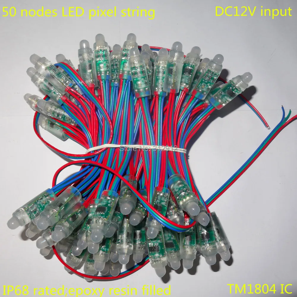 50 шт/прядь DC12V TM1804 светодиодный Пиксельная адресация узлы; заполнение эпоксидной смолой; IP68 Номинальная;