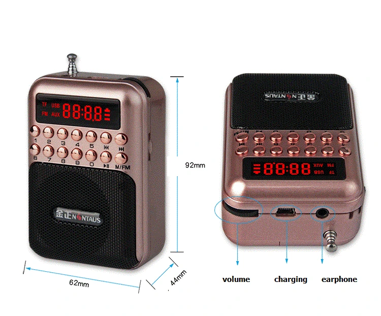 Карманное радио FM радио мини портативный Перезаряжаемый радио приемник динамик поддержка USB TF карта музыкальный MP3 плеер