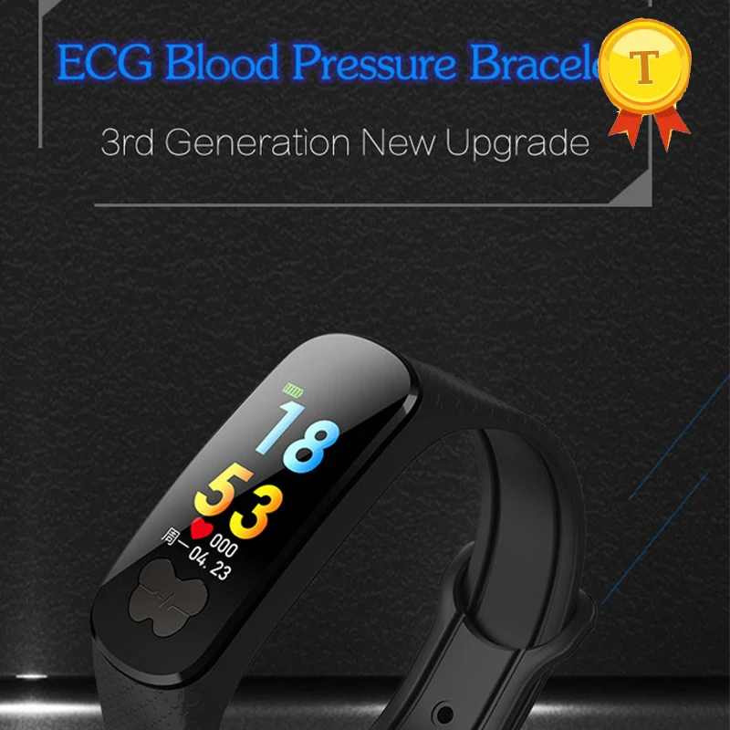 

new update ECG ppg blood pressure bracelet smartband support gps sports track green light heart rate call reminder for iphone x