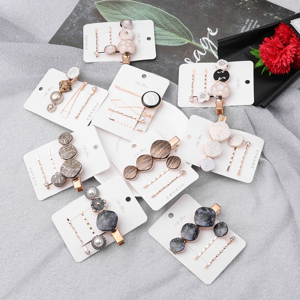 

3PCS/Set Women Imitation Pearl Hair Clip Vintage Fashion Korean Button Hairband Bobby Pin Barrette Hairpin Accessories New Clips