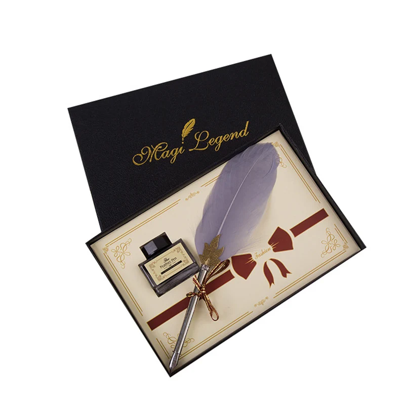 

Calligraphy Feather Pen Set Fountain Pen Luxury Writing Ink Pens Set Stationery Gift Box Christmas Wedding Gift Feather Dip Pen