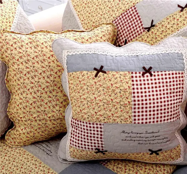 الرعوية القطن قماش مبطن المخدة زهرة غطاء الوسادة القماش رمي غطاء وسادة كيس وسادة المنزل مكتب سيارة ديكور للكنبة