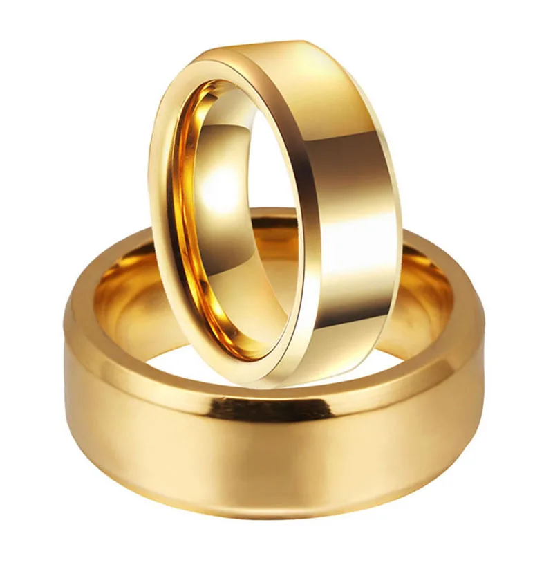 

Simple Couple Wedding Rings Pair Gold Filled Couple Rings Stainless Steel Jewelry Couple Ring Set 6/8mm Double Oblique