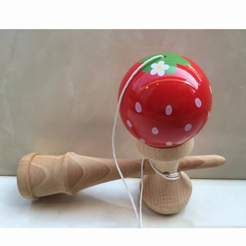 6 см Клубника животных Kendama шары деревянные жонглирование умелые Professional открытый спортивные игрушки для детей и взрослых