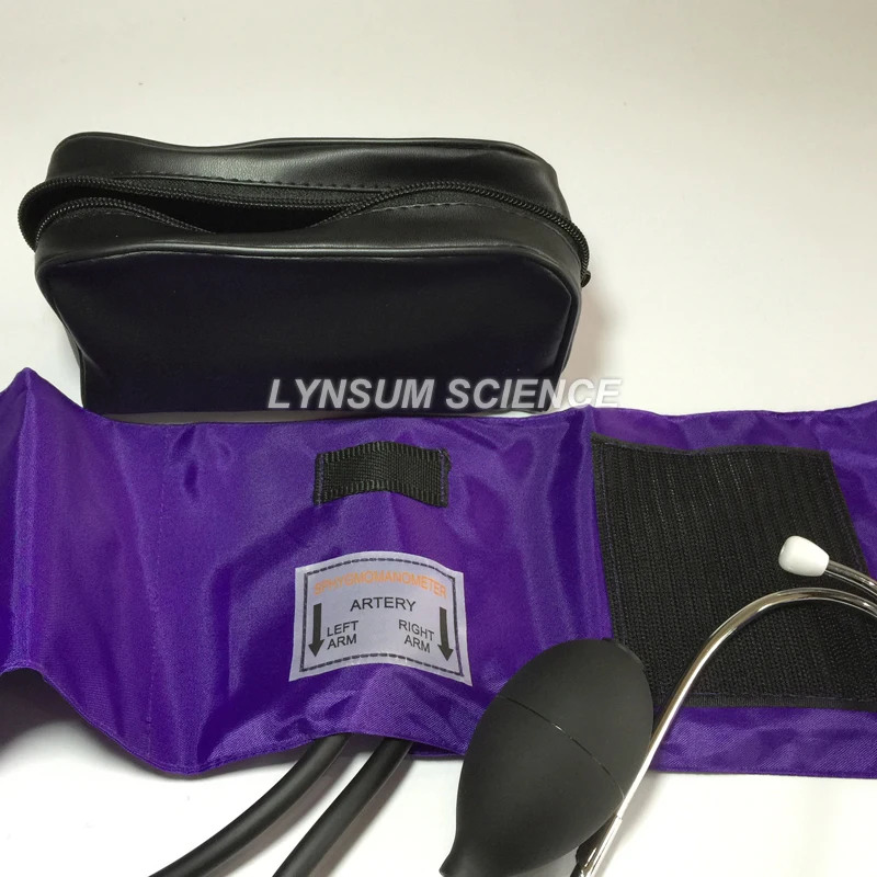 Purple Blood Pressure Monitor BP Cuff Arm Aneroid Sphygmomanometer and Stethoscope Kit