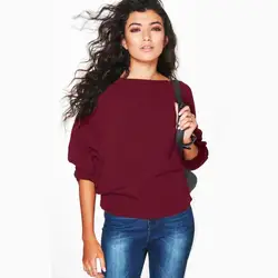 Модный свитер женский 2019 свободный рукав летучая мышь пуловер с круглым вырезом Повседневный Джемпер серый черный белый Вязание осенние