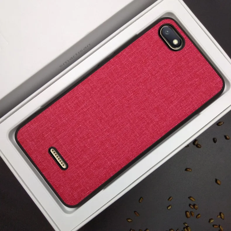 Чехол для Xiaomi Redmi 6A, роскошный тканевый брезент из мягкой искусственной кожи, Жесткий Поликарбонат, мягкий силиконовый чехол для Xiaomi Redmi 6A - Цвет: rose