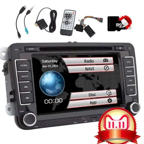 Discount Car Stereo Navigator In Dash Double Din Car Radio Multimedia DVD Player with 7" LCD Bluetooth Wifi GPS Navigation System for Vol 0