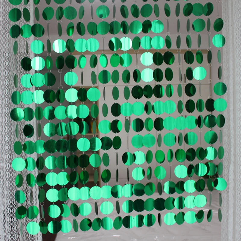 Festive Decor Curtains Party Background Decorations Green Sequin